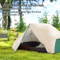 Outsunny Cort de Camping pentru 2 Persoane cu 2 Uși, 2 Ferestre cu Plasă și Geantă de Transport, 280x225x110 cm, Bej(m-4)