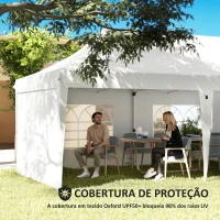 Outsunny Tenda Dobrável 876x294x310 cm com Altura Ajustável Paredes Laterais Janelas Proteção UV50+  e Bolsa de Transporte Branco(m-6)