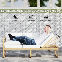Outsunny Conjunto de Jardim de 3 Peças com Sofá de 3 Lugares com Assento Ajustável Sofá de 2 Lugares e Mesa de Centro Creme(m-5)