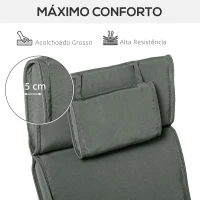 Outsunny Almofada para Espreguiçadeira 198x53x5cm Almofada Suave para Espreguiçadeira Dobrável Acolchoada para Exterior Jardim Pátio Cinza(m-6)