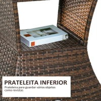 Outsunny Mesa de Centro de Vime com furo para Guarda-sol para Varanda pátio Pátio 54x54x55cm marrom(m-5)