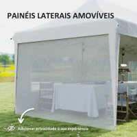 Outsunny Tenda Dobrável 876x294x310 cm com Altura Ajustável Paredes Laterais Janelas Proteção UV50+  e Bolsa de Transporte Branco(m-5)