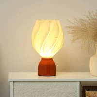 HOMCOM 3D-geprinte lamp met bloemblaadvormen, Kunststof, energie-efficiënt, Wit(m-7)