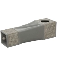 PawHut Kattentunnel met 2 Kattenholen, Kraboppervlakken en Balspeelgoed, 98 cm x 30 cm x 30 cm, Bruin + Grijs(m-1)