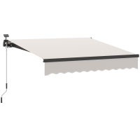 Outsunny Toldo Manual Retrátil 295x250 cm com Luzes LED Solares Toldo para Varanda com Manivela de Alumínio e Proteção UV50+ Creme