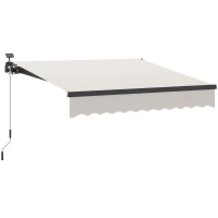 Outsunny Toldo Manual Retrátil 295x250 cm com Luzes LED Solares Toldo para Varanda com Manivela de Alumínio e Proteção UV50+ Creme(m-1)