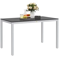 Outsunny Gartentisch Aluminium 120x70 cm Wetterfest Balkontisch mit Holzoptik, für 4-6 Personen Schwarz(m-10)