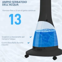 HOMCOM Ventilatore a Nebulizzazione da 3L a 3 Modalità e 3 Velocità, in Plastica e Metallo, 50x40x125 cm, Bianco e Nero(m-8)