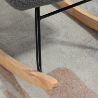 HOMCOM Poltrona Baloiço em Borrego com Oscilação de 40° Pés de Madeira de Faia e Estrutura de Aço 71x98x101 cm Cinzento Escuro(m-9)