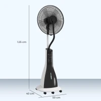 HOMCOM Ventilatore a Nebulizzazione da 3L a 3 Modalità e 3 Velocità, in Plastica e Metallo, 50x40x125 cm, Bianco e Nero(m-3)