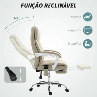 HOMCOM Cadeira de Escritório com Massagem Reclinável Aquecimento Apoio para Pés  e Controlo Remoto 66x70x112-120 cm Bege(m-7)