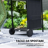 Outsunny Barbecue a Gas con 4 Bruciatori Indipendenti e Coperchio con Termometro, 108x54x97 cm, Nero(m-8)