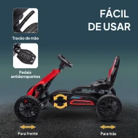 HOMCOM Kart a Pedais para Crianças com Assento Ajustável em 4 Posições, Travão de Mão e Rodas de EVA 100x58x58,5 cm Vermelho(m-5)