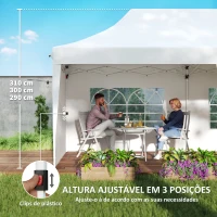 Outsunny Tenda Dobrável 876x294x310 cm com Altura Ajustável Paredes Laterais Janelas Proteção UV50+  e Bolsa de Transporte Branco(m-7)