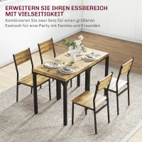 HOMCOM 3-teilige Essgruppe, Esstisch-Set, 1 Tisch, 2 Stühle, MDF+Metall, Braun(m-7)