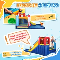AIYAPLAY Castelo Insuflável com Insuflador 5 em 1 com Escorrega Piscina  Parede de Escalada e Canhão de Água 360x250x195 cm Multicor(m-7)