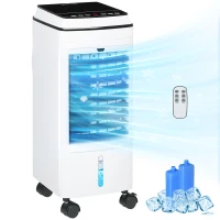 HOMCOM Climatizador 3 em 1 Portátil 75W com 3 Velocidades Temporizador até 8H Depósito de 4 L Oscilação de 60º 24x28,5x60,5 cm Branco(m-10)