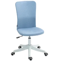 HOMCOM Cadeira de Escritório sem Apoio para os Braços Estofada em Linho Sintético com Altura Ajustável 53x43x85-93 cm Azul(m-11)