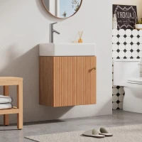 Mobilă de baie cu lavoar și dulap sub lavoar, suspendat, cu spațiu de depozitare, 46x26x56 cm, Culoare naturală(m-2)