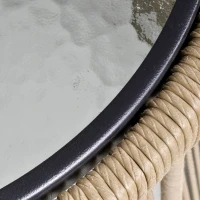 Outsunny 3-delige loungeset, 2 stoelen, bijzettafel, zit- en rugkussens, gehard glazen tafelblad, kunstrotan, grijs(m-12)