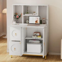 Moderno armario alto con mucho espacio de almacenamiento, escritorio plegable, 100×51×150 cm, Blanco(m-4)