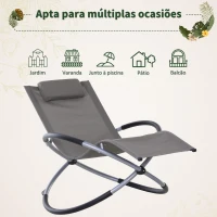 Outsunny Espreguiçadeira de Jardim com Apoio para a Cabeça Amovível Espreguiçadeira Ergonómica para Pátio Piscina Ar Livre 154x80x84 cm Cinza(m-7)