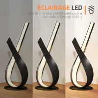 HOMCOM Lampe à poser design contemporain - lampe de table design spirale - dim. 21L x 15l x 43H cm - alu. noir LED blanc chaud(m-5)