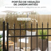 Outsunny Porta para Vedação de Jardim de Aço com Decoração de Setas Fechadura e Chaves Porta para Exterior Pátio 107x204 cm Preto(m-4)