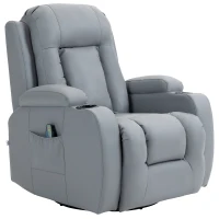 HOMCOM Poltrona de Massagem Reclinável até 150° com 8 Pontos de Massagem por Vibração Função de Aquecimento 85x94x104 cm Cinza(m-11)