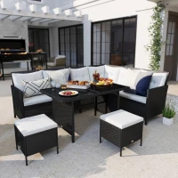 Outsunny 18-delige poly-rotan zitgroep bankstel tuinset fauteuil krukkenset(m-13)