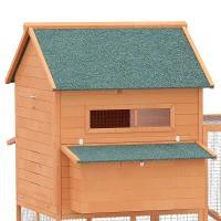 PawHut Galinheiro de madeira ao ar livre Gaiola grande para 8-10 galinhas com compartimento de corredor 2 ninhos telhado de asfalto bandeja removível e rampa 347x160x150 cm laranja(m-8)