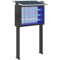 Outsunny Lâmpada Elétrica Anti-Mosquitos com Luzes LED Mata Mosquitos Elétrico 25W para Exterior Efeito 200 m² com Suporte Painel Ajustável 51,5x35x93,5 cm Preto(m-1)