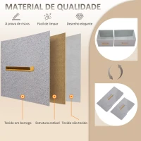 HOMCOM Cómoda com 9 Gavetas Estofada em Borreguito Cómoda de Tela com Estrutura de Aço Cómoda para Dormitório 100x30x99 cm Cinzento(m-6)