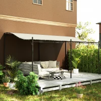 Outsunny 3 x 5 m Pergola, Flexibel Tuindak met Waterdichte Zeil en Metalen Frame, Schaduwplek, Crèmewit(m-9)