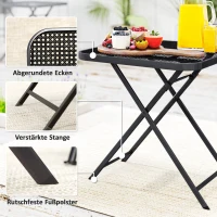 Outsunny Opvouwbare Tuinetafel 70x70 cm, Weerbestendige Balkontafel met Rasterontwerp Vierkant Zwart(m-7)