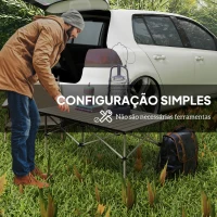 Outsunny Mesa de Campismo Dobrável de Metal com Tampo Enrolável e Bolsa de Transporte Mesa de Piquenique Portátil 95x55x50 cm Marrom Claro(m-6)