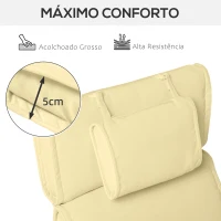 Outsunny Almofada para Espreguiçadeira 198x53x5cm Almofada Suave para Espreguiçadeira Dobrável Acolchoada para Exterior Jardim Pátio Creme(m-4)