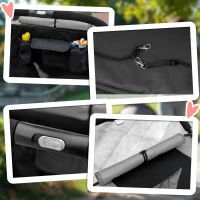 PawHut Carrinho para Cães Dobrável com Janelas de Malha Cinto de Segurança e Bolsos de Armazenamento 112x65x100 cm Cinzento(m-8)