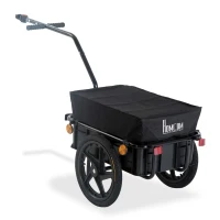 HOMCOM Reboque de Bicicleta para Carrinho de Carga 40kg com Capa em Tecido Oxford Refletores Estrutura em Aço e Alças para Bagagem 144x59x80 cm Preto(m-11)