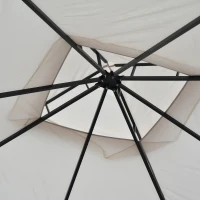 Outsunny Pérgola de jardim 295x295x275cm com 4 cortinas laterais com zíper e telhado duplo com 8 furos de drenagem bege(m-10)
