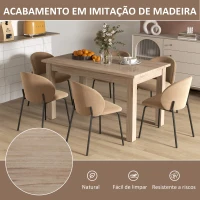 HOMCOM Mesa de Jantar Mesa Retangular para 6 Pessoas Mesa de Refeição para Cozinha Sala de Jantar 140x80x78 cm Madeira(m-6)
