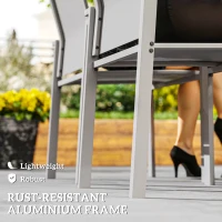 Outsunny Set de 2 Scaune de Grădină cu Cadru din Aluminiu, Plasă Respirabilă și Cotiere, 56x58x89 cm, Gri Deschis(m-5)