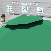 Outsunny Chapéu de Sol Excêntrico  Ø292 cm com Manivela Rotativo 360° Inclinação Ajustável Duplo Teto e Base Cruzada Verde Escuro(m-4)