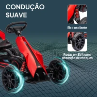 HOMCOM Kart a Pedais para Crianças com Assento Ajustável em 4 Posições, Travão de Mão e Rodas de EVA 100x58x58,5 cm Vermelho(m-6)