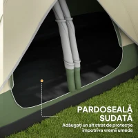 Outsunny Cort de Camping pentru 6-8 Persoane cu 2 Camere Separate și Uși cu Fermoar, 450x215x180 cm, Verde(m-6)