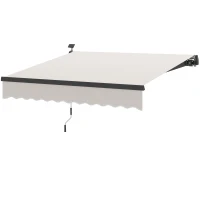 Outsunny Toldo Manual Retrátil 295x250 cm com Luzes LED Solares Toldo para Varanda com Manivela de Alumínio e Proteção UV50+ Creme(m-11)