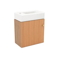 Mobilă de baie cu lavoar și dulap sub lavoar, suspendat, cu spațiu de depozitare, 46x26x56 cm, Culoare naturală(m-8)