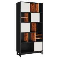 Mobile Libreria con 5 Ripiani in MDF per Soggiorno, Studio o Cucina, 80x35x165 cm, Nero e Bianco(m-2)