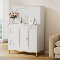 Moderno armario alto con mucho espacio de almacenamiento, escritorio plegable, 100×51×150 cm, Blanco(m-5)