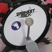 HOMCOM Kit de bateria infantil para crianças acima de 3 anos com tamborete microfone Pratos teclado e vários efeitos de DJ 77,5x40x76,5 cm Vermelho(m-8)